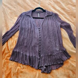Vintage Free People Sheer Purple Blouse